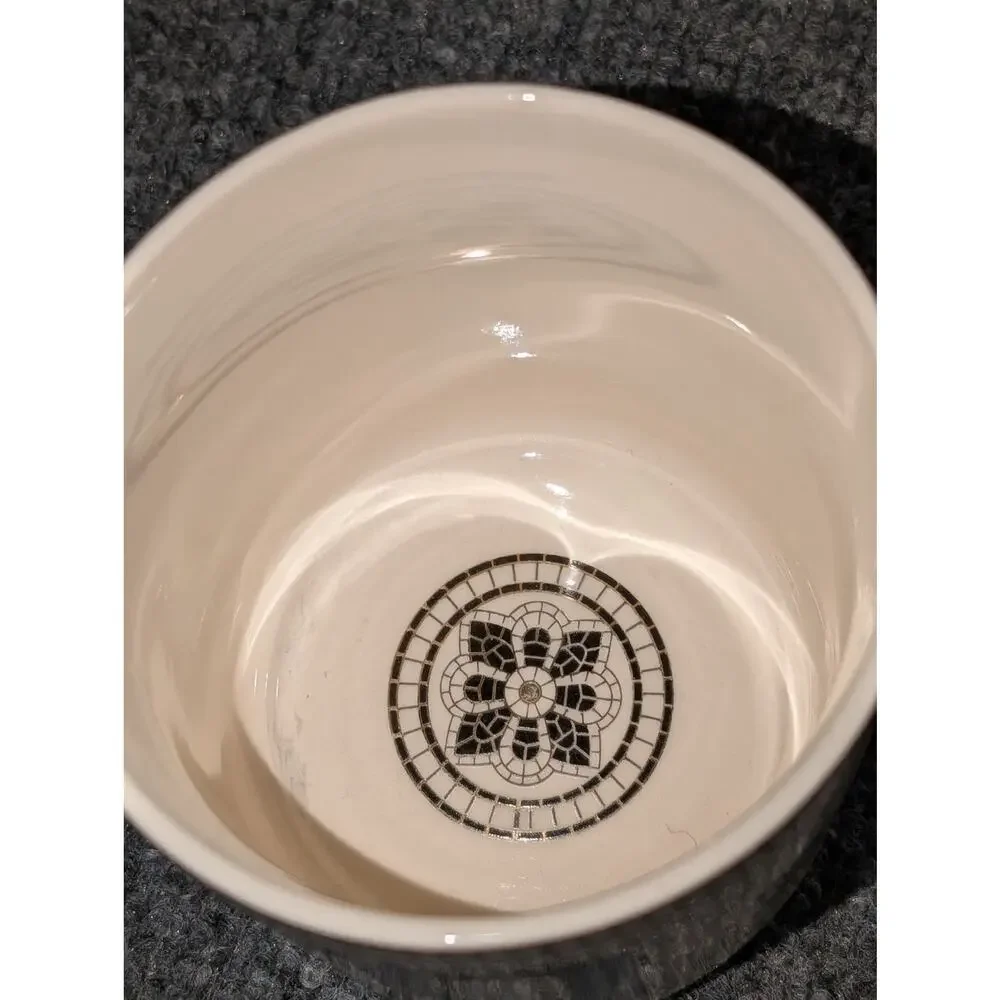 Anthropologie Bistro Tile Margot Coffee Mug Letter D Monogram White Black